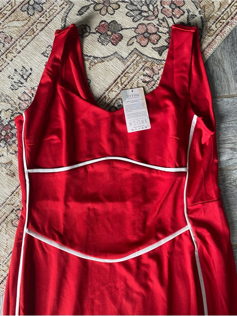 BTFBM Red Sleeveless Dress with White Piping maxi XL